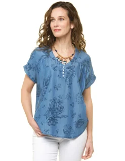 Blouse 100% lyocell bleu