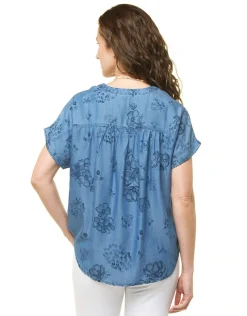 Blouse 100% lyocell bleu