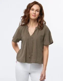 Blouse ample coton kaki