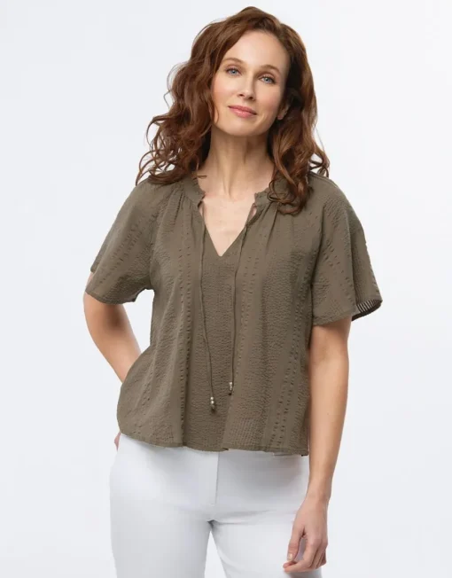 Blouse ample coton kaki