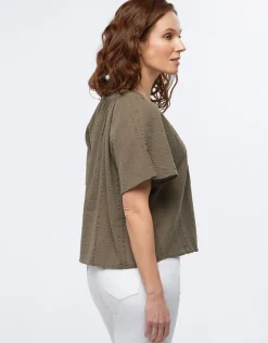 Blouse ample coton kaki