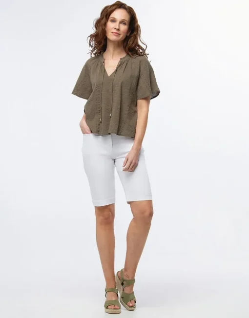 Blouse ample coton kaki