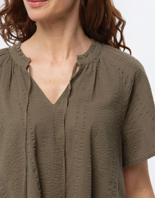 Blouse ample coton kaki