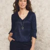Blouse bijoux bleu