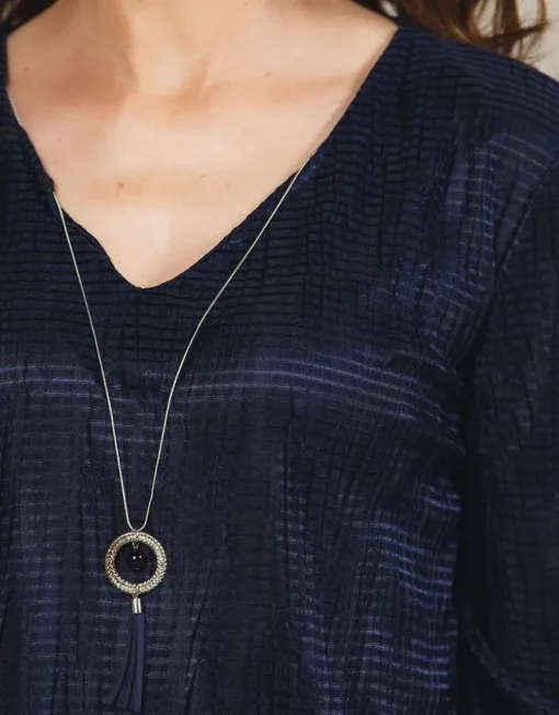 Blouse bijoux bleu