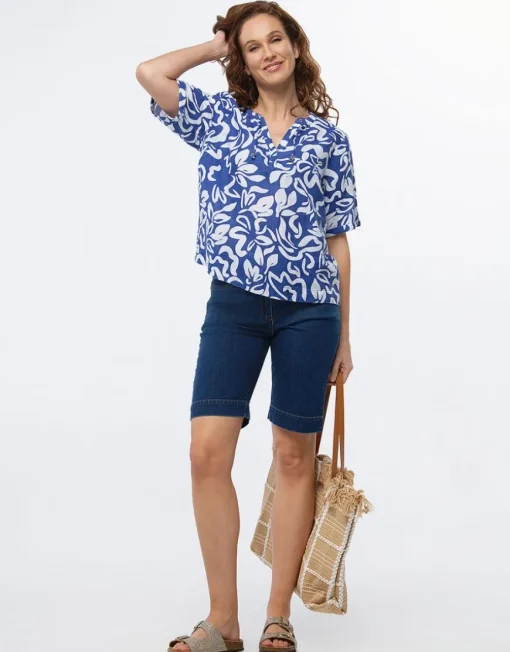Blouse bleu coton