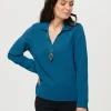 Blouse col polo bleu