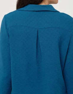 Blouse col polo bleu