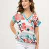 Blouse col V fleurie