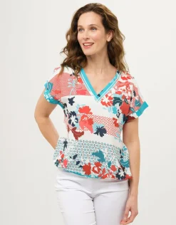 Blouse col V fleurie