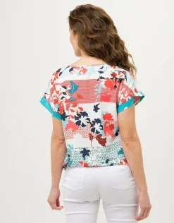 Blouse col V fleurie