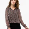 Blouse crépon noir rouge