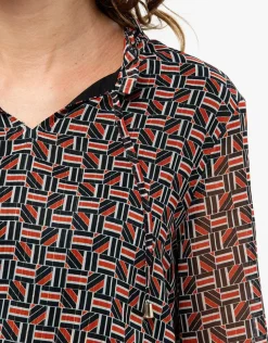 Blouse crépon noir rouge