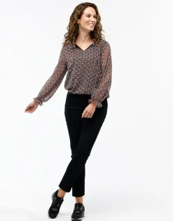 Blouse crépon noir rouge