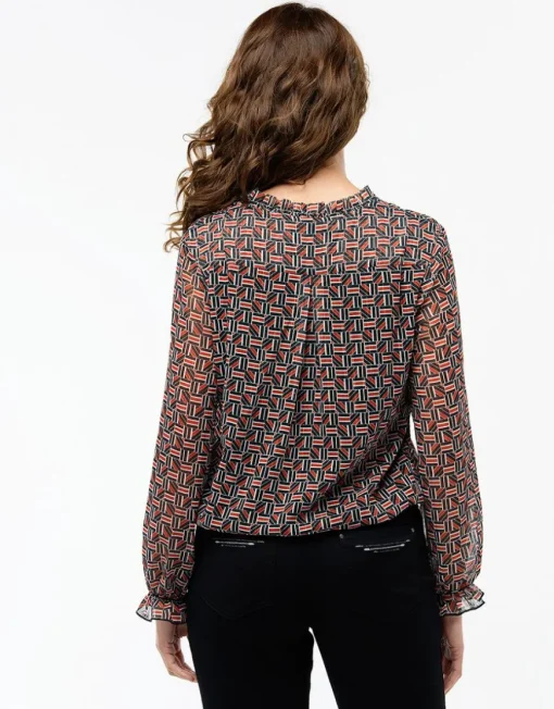 Blouse crépon noir rouge