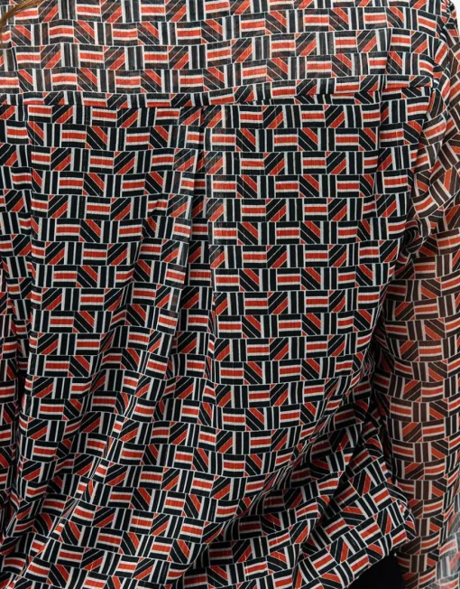 Blouse crépon noir rouge