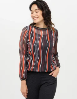Blouse fluide rayée noire