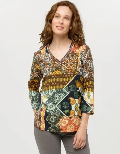 Blouse imprimée kaki