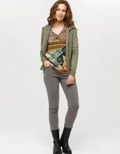 Blouse imprimée kaki