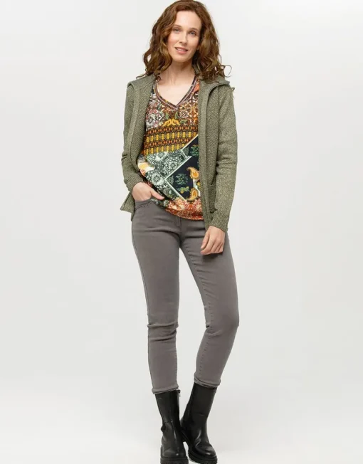 Blouse imprimée kaki