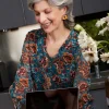 Blouse motif floral bleu