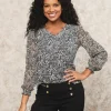 Blouse motif noir blanc