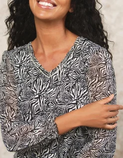Blouse motif noir blanc
