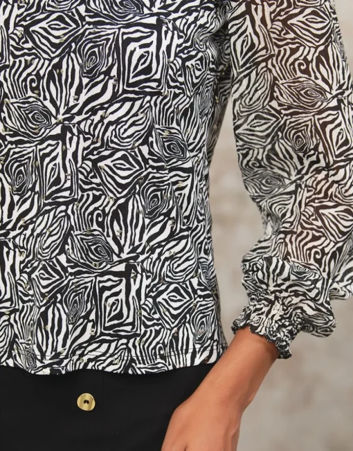Blouse motif noir blanc