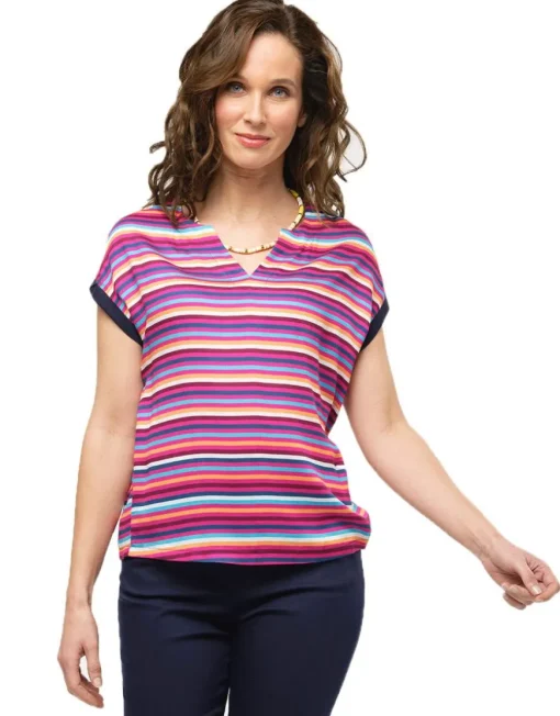 Blouse rayée fuchsia