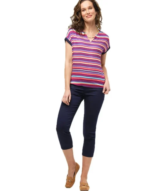 Blouse rayée fuchsia