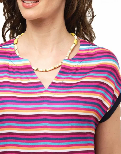 Blouse rayée fuchsia