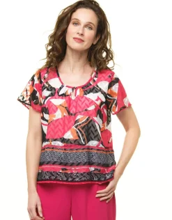 Blouse rose imprimée