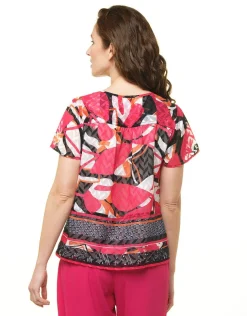 Blouse rose imprimée