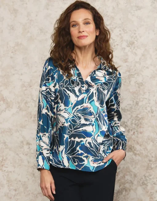 Blouse vareuse motif bleu