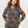 Blouse voile vert fleuri