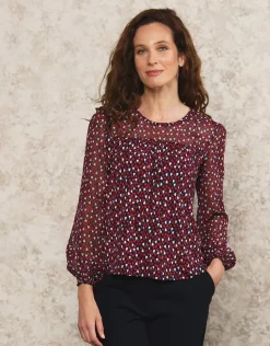 Blouse volant noir motif