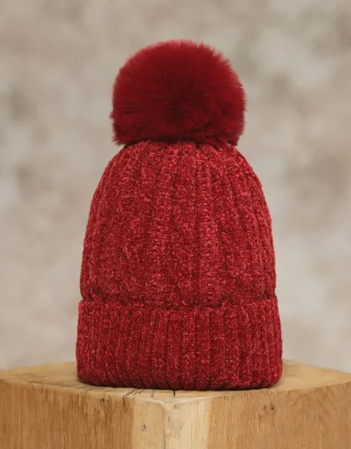 Bonnet pompon rouge