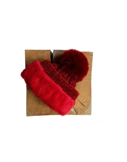Bonnet pompon rouge