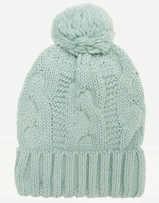 Bonnet vert pompon