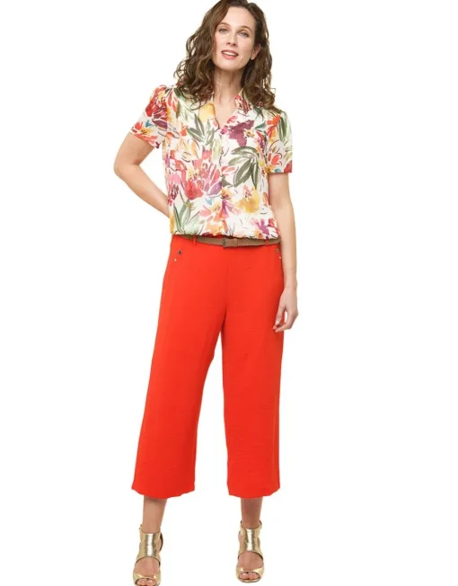 Chemisier orange fleurs