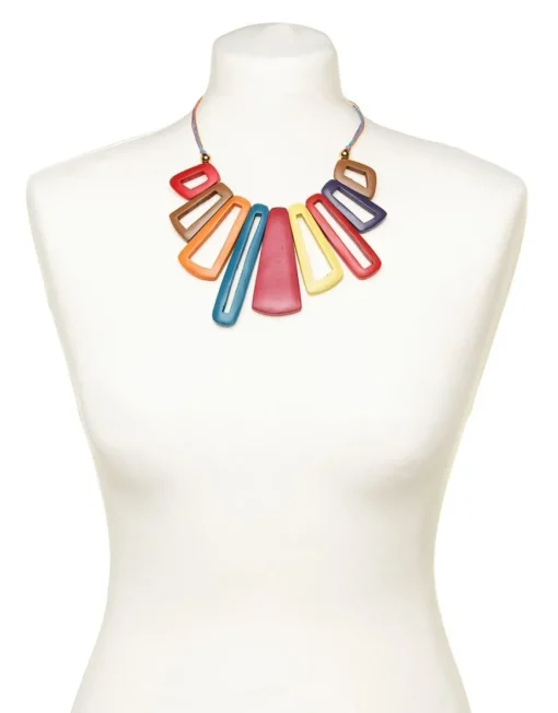 Collier bois multicolore