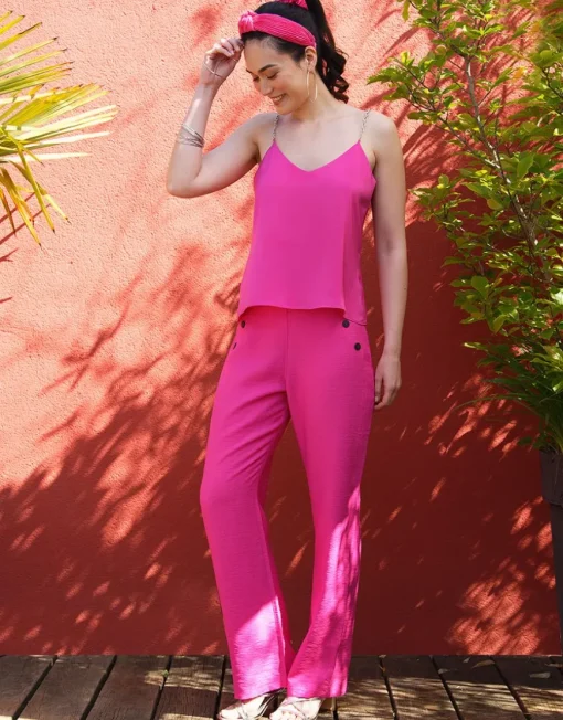 Débardeur chic satin rose