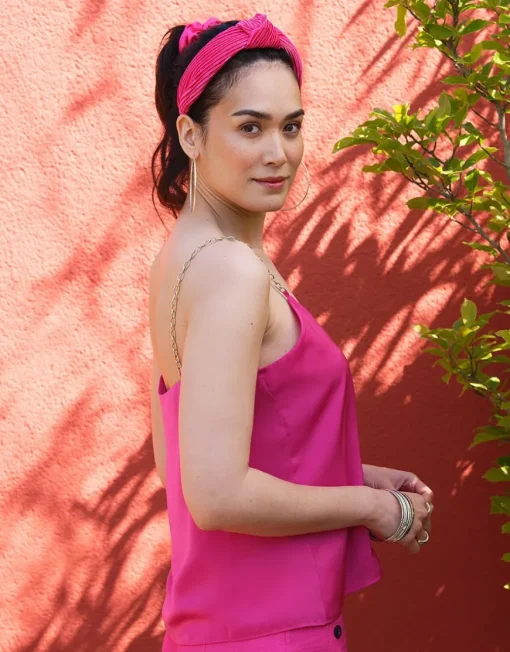 Débardeur chic satin rose