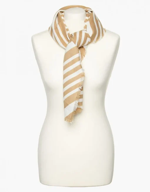 Echarpe beige à motifs