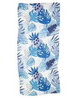 Foulard bleu feuillages
