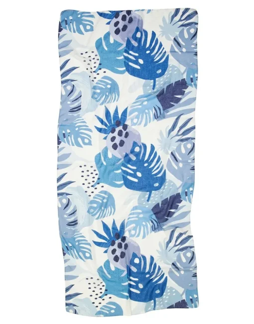 Foulard bleu feuillages
