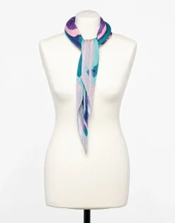 Foulard carré plissé bleu