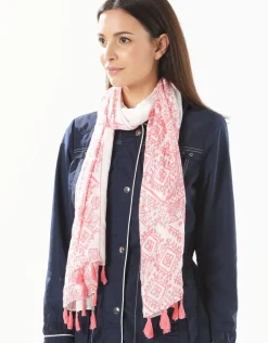 Foulard écru et rose