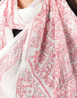 Foulard écru et rose