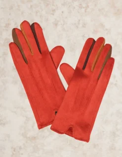 Gants fins chauds rouge